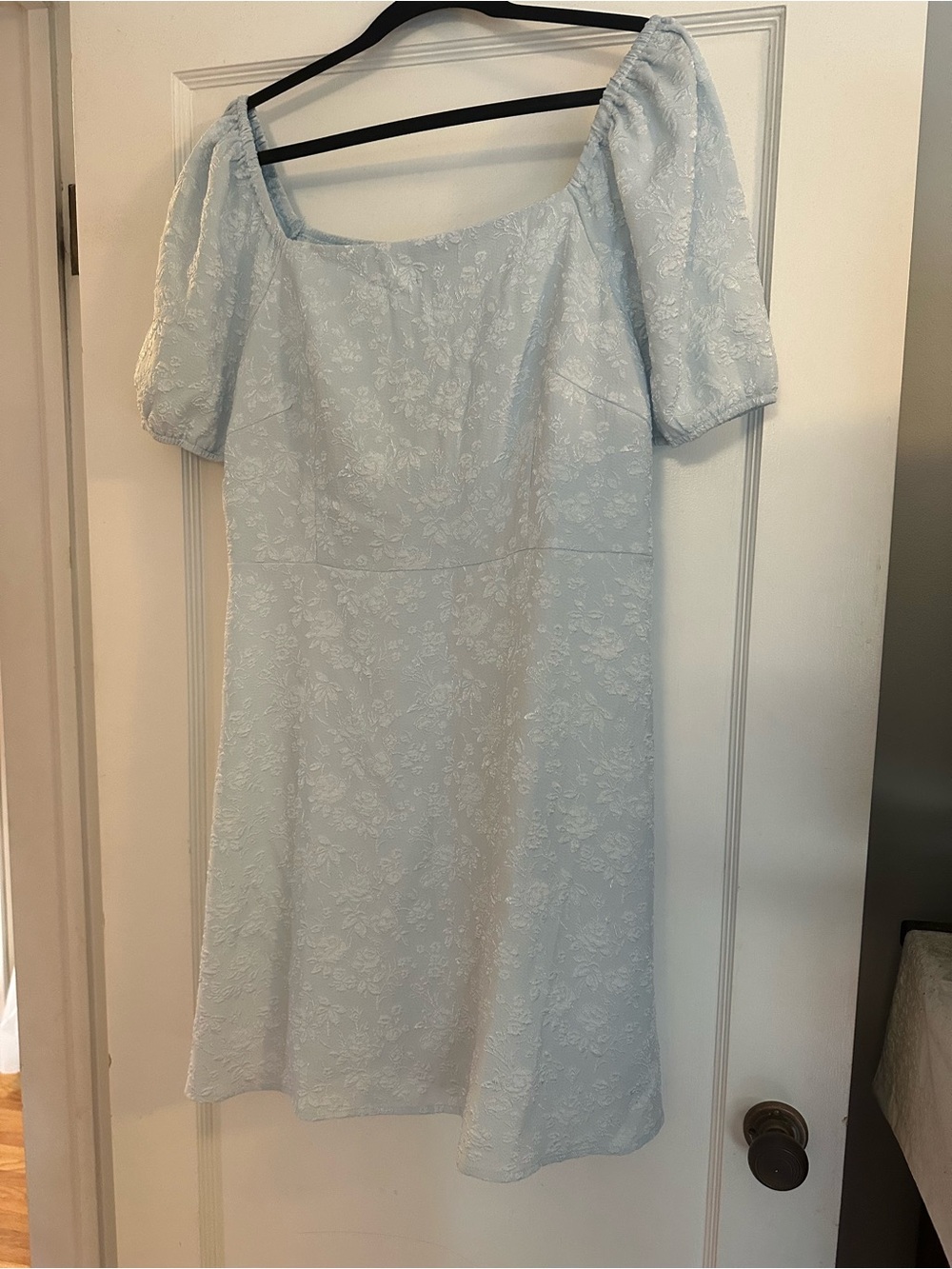Allegra K Light Blue Puff Sleeve Mini Dress